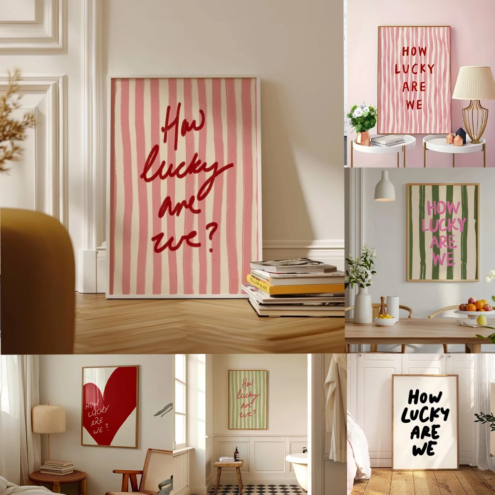 Lucky Are We สีชมพูสีแดงลาย Wa - Home Improvement Furniture บทวิจารณ์และราคา